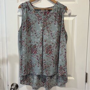 Everleigh Floral Sleeveless Blouse - Blue and Pink